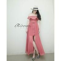 ราคา TW4058 แม็กซี่เดรสปาดไหล่ผ่าหน้า (6424472389)