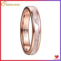 ราคา BONLAVIE 4mm Tungsten Carbide Ring Womens Rose Gold 100 Real Tungsten Steel Ring with Mother of Pearl Shell Comfort Fit Size 5 10 (10612325644)