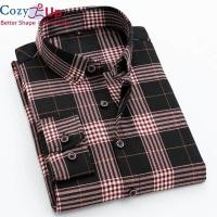 ราคา COZYเสื้อเชิ๊ตชายลายสก็อตฤดูร้อนเข้ารูปพอดีแขนยาวลายสก๊อตเสื้อสำหรับชาย (745990529)