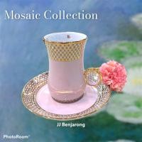 ราคา ชุดกาแฟ espresso ทรง TURKISH ลายเบญจรงค์ Mosaic TURKISH espresso cup and saucer handpainted by JJ Benjarong in Mosaic design (9323442878)