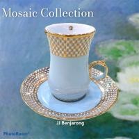 ราคา ชุดกาแฟ espresso ทรง TURKISH ลายเบญจรงค์ Mosaic TURKISH espresso cup and saucer handpainted by JJ Benjarong in Mosaic design (9323442877)