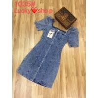 ราคา ชุดเดรสกระโปรงยีนส์ซิปหน้า คอเหลี่ยม ซิปหน้า S 3XL (18198926429)