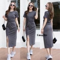 ราคา FAVORITE เดรสผ้ายืดแขนสั้น ดีเทลเย็บจับจีบผ้าไขว้ช่วงเอว ผ่าเฉียงด้านหน้าเดินสบาย CARDIGAN NISTA (21999446142)