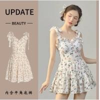 ราคา Floral Cover up Women Backless Ruffles Summer Swimwear Sleeveless High Waisted Cozy Girlish Hotsweet Japanese Fashion Clothes (19373398045)