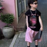 ราคา LOBER ชุดหล่อเด็กชาย ชุดเสื้อผ้าเด็กชาย ชุดเด็กผู้ชาย เสื้อแขนกุดเด็กชาย กางเกงขาสั้น ชุดเด็กผู้ชายเท่ๆ (22598053962)