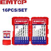 ราคา EMTOP ชุดดอกสว่านเจาะโลหะ อิฐ และไม้ 16 ชิ้น รุ่น ECDB01601 16 Pcs metal masonry and wood drill bits set (21410801054)