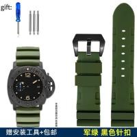 ราคา 22 มม 24 มม สีดำสีฟ้าสีส้ม Armygreen สายนาฬิกายางซิลิโคน Fit สำหรับ Panerai PAM111 PAM441 PAM386 Series (19929889447)