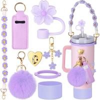 ราคา 8ชิ้นอุปกรณ์เสริมสำหรับแก้วน้ำ for Stanley Cup ขนาด30ออนซ์40ออนซ์พร้อมหูจับกระบอกน้ำสายหนังที่จับที่ใส่ตะเกียบบูทเสน่ห์พวงกุญแจฝาปิดหลอดฟางสำหรับ for Stanley (22411253947)