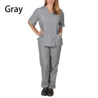 ราคา Tongs Shop Women 2PCS Outfits Solid Color Uniform Set Quick Dry Tops Loose Pants Short Sleeve Nursing Working V neck Nurse Suits (18425752520)