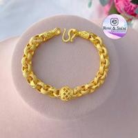 ราคา สร้อยข้อมือทองเหมือนแท้ 1บ ลายทาโร่ประดับกลมฉลุ ลายผ่าหวาย ยาว 15 21CM 6 8 5นิ้ว ข้อมือทองเคลือบแก้ว ชุบทอง สีเหมือนทองแท้ สร้อยข้อมือหนัก1บาท Rosr Shine เครื่องประดับชุบทอง (22036734299)
