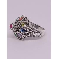 ราคา แหวนเงินเเท้92 5 ล้อมพลอยนพเก้า พลอยหลากสี พร้อมส่ง (18342774636)