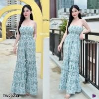 ราคา M20234 Jumpsuit ชุดจั้มสูท เกาะอกลายดอกเดซี่ทั้งตัว ผ้าฝ้ายลินิน ขาจั้ม แต่งระบายเป็นชั้นๆ เอวยืดสม็อค มีกระเป๋าล้วงข้าง ใส่เที่ยว ไม่มีเอ้าท์เลยค้าา (21284682149)