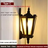 ราคา THAILUCKY โคมไฟติดพนัง ไม้สัก โคมไฟกระจกE27 โคมไฟทางเดิน สไตล์วินเทจ ตกแต่งบ้าน โรงแรม มีหลายแบบ (19490470768)