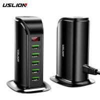ราคา USLION อแดปเตอร์ 5 Port USB Charger HUB LED Display Multi USB Charging Station Dock Universal Mobile Phone Desktop Wall Home US Plug (2146286181)