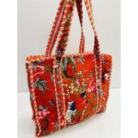 ราคา กระเป๋าอินเดียใบใหญ่ Indian Quilted Soft Handblock Tote Bag Timeless Wardrobe Staple (22879056551)