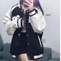 ราคา womens coat ชุดเบสบอล เสื้อแจ็คแก็ต สีมิดไนท์ กับสีกรม ผ้าหมาสวย มีพร้อมส่ง ราถูก (16332522067)