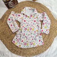 ราคา พร้อมส่ง เสื้อผ้าไหมอิตาลี เสื้อแขนยาวกระดิ่งเว้าไหล่กระดุมหน้า A4221 (22227302618)