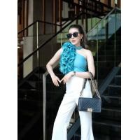 ราคา 08S เสื้อปาดไหล่ระบาย เสื้อไหล่เฉียงอัดพลีท (20051446773)