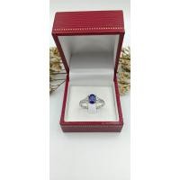 ราคา แหวนไพลิน Blue Sapphire เงินแท้ 925 เคลือบทองคำขาว (21050678297)