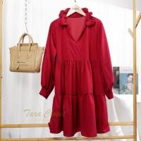 ราคา ส่งเร็วพิเศษ PE058 TARA Dress ชุดเดรสแขนยาว สไตล์คุณแอน คอเต่าแต่งระบาย ชุดแต่งระบายเป็นชั้นๆ เนื้อผ้าไหมอิตาลี ผ้าเบาพริ้ว สวย (11196794308)