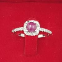 ราคา แหวนพลอยทับทิม พลอยแท้ เงินแท้ 925 เคลือบทองคำขาว (985640971)