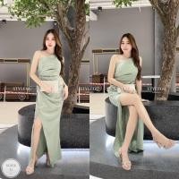 ราคา SG028 เดรสออกงาน ไหล่เบี่ยงเอวจับย่น ชายกระโปรงผ่าด้านข้าง มีซิปหลัง เย็บจีบย่น 1 ข้าง กระโปรงผ่าด้านหน้า พร้อมส่ง (22690562964)