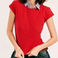 ราคา Dude and Co DC Heart Slim Fit เสื้อยืด ผ้าร่อง (23352449643)