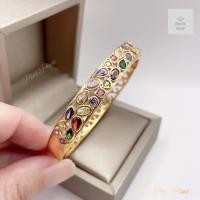 ราคา กำไลข้อมือพลอยนพเก้าหลากสีกำไลฉลุลายทั้งวงกำไลรอบวง19cm (21465391845)