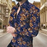 ราคา ใหม่หรูหราชายเสื้อ 3D ดอกไม้พิมพ์เสื้อแขนยาว Retro Casual เสื้อผ้าผู้ชาย SLIM FIT ปุ่มลงเสื้อ (22915386701)