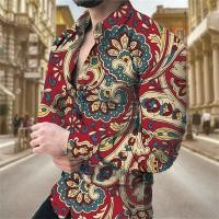 ราคา ใหม่หรูหราชายเสื้อ 3D ดอกไม้พิมพ์เสื้อแขนยาว Retro Casual เสื้อผ้าผู้ชาย SLIM FIT ปุ่มลงเสื้อ (22915386676)
