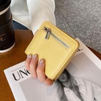 ราคา ของแท้ หนัง กระเป๋าสตางค์ ผู้หญิง Compact Slim Short Style First Layer Cowhide Multi Card Slot เรียบง่าย Money Clip Card Holder (21151919462)