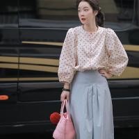 ราคา IELGY เสื้อผู้หญิงแขนพองลายจุดสีแดง (22664462963)
