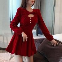 ราคา ชุดเดรสฟูกำมะหยี่สีทองฤดูใบไม้ร่วงและฤดูหนาวชุดใหม่คริสต์มาสและปีใหม่ชุดชุดเดรสเซ็กซี่ผู้หญิงสีแดง (17017934076)