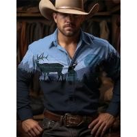 ราคา เสื้อแขนยาวผ้าเดนิมสไตล์ชาติพันธุ์สไตล์ตะวันตกของผู้ชายเสื้อเชิ๊ตผู้ชายแขนยาวลายทุ่งหญ้าตัดกันเสื้อเชิ๊ตวัยรุ่นใส่ได้หลากหลายทุกวันใส่เดรสเปิดไหล่ข้างเดียวสบาย (23004571690)