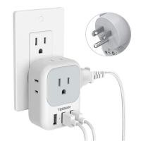 ราคา TESSAN 3 Prong Power Adapter Outlet Extender Extension Socket with USB Wall Charger Power Strip Double Plug Outlet Splitter with 3 USB and 2 Electrical Outlets Travel Adapter Wall Plug Splitter Mini M