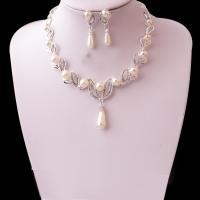 ราคา Elegant Leaf Shape Long Water Drop Diamond Pearl Necklace For Women Original Earring Jewelry Set Bridal Wedding Crystal Diamond Pearl Necklace Earrings Two piece Jewelry Set (18731992955)