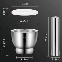 ราคา ครกสแตนเลส 304 พร้อมฝาซิลิโคน ครก สาก เกรดอาหาร 304 stainless steel mortar with silicone lid mortar pestle food grade (19582024936)