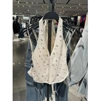 ราคา Zara Kiss ฤดูใบไม้ผลิใหม่ผู้หญิง SLIM FIT เครื่องประดับ Embellished สร้อยคอเสื้อกั๊กเปิดด้านหลังเส้นใยโพลีเอสเตอร์ชิ้นเดียวสั้นความยาว (22202199375)