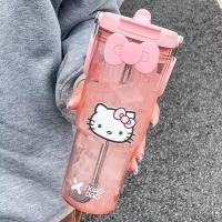 ราคา Sanrio Hello Kitty Large Capacity Plastic Water Cup Cartoon Portable Beverage Bottle Outdoor Fitness Sports Straw Cup (22753779299)