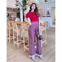 ราคา ชุดเซ็ต 2 ชิ้น เสื้อแต่งขน กางเกงขายาวลายสก๊อต (19771305039)