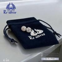 ราคา เงินแท้ 925 ต่างหูเงินแท้ เพชรcz ล้อมพลอย (15706610266)