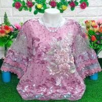 ราคา เสื้อลูกไม้ผ้าใยแก้ว คอกลมแขนระบาย ปักดอกไม้สวยๆ มีซัปในตัวจร้า (23323288924)