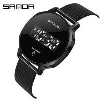 ราคา Sanda โลหะตาข่ายเข็มขัดมัลติฟังก์ชั่หน้าจอสัมผัสกีฬา LED อิเล็กทรอนิกส์กันน้ำหรูหรานาฬิกาควอทซ์ของขวัญ SD8004 5 (15713021894)