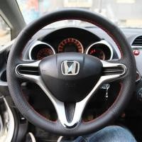 ราคา ปกพวงมาลัยรถยนต์ออกแบบเองได้หนังไมโครไฟเบอร์เย็บมือที่หุ้มพวงมาลัยแบบ เหมาะสำหรับ Honda Fit 2009 2013 City (22011331071)