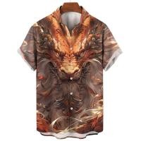ราคา 2567เสื้อเชิ้ตแขนสั้นสำหรับผู้ชายเสื้อเชิ้ตลำลองพิมพ์ลายสัตว์เสือสำหรับผู้ชายใส่ในฤดูร้อน (21531023112)