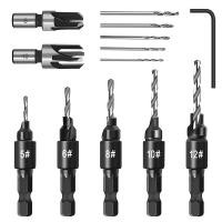 ราคา Countersink Drill Bit Set Woodworking Chamfer Adjustable Countersink Tools on Counter Sink Holes with 1 4inch Hex Shank (23128797904)