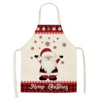 ราคา Christmas Apron Digital Printing Flower Red Black Plaid Santa Claus Elk Kitchen Household Sleeveless Halter Antifouling Apron (22421672002)