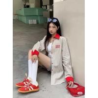ราคา เสื้อเชิร์ตคอปกแดงแขนยาวลายสีเทา (22842068795)