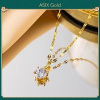 ราคา ASIX GOLD ทอง 24K ทอง 18K สร้อยคอเพชรหกง่ามสร้อยคอแฟชั่นผู้หญิงสร้อยคอสร้อยคอนําโชคสร้อยคอขอแต่งงานสร้อยคอจะไม่ดําคล้ําจะไม่ลอกของขวัญที่สวยงาม (21779334499)