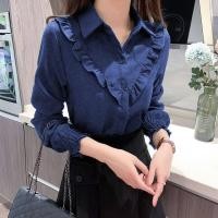ราคา Long Sleeve Shirt Women Fashion Simple Corduroy Blouse Korean Style Autumn New Office Tops (17160086442)